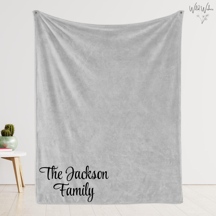 Cozy mink soft gray custom family couch throw blanket - Wild Wishes Shop